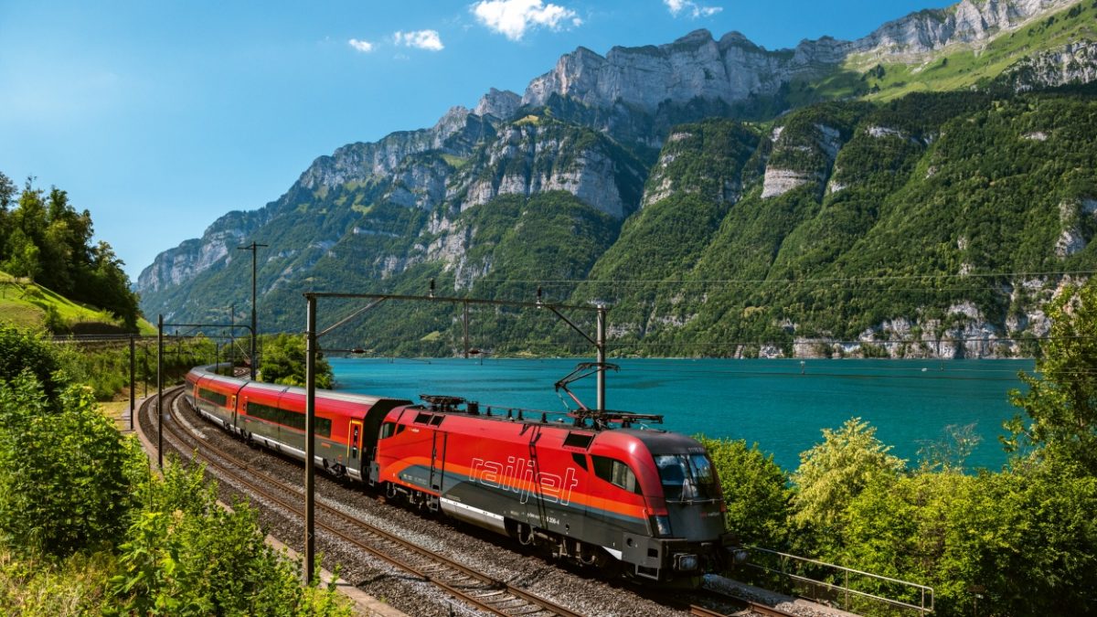 Eisenbahn Seenfahrt Schweiz See Berge