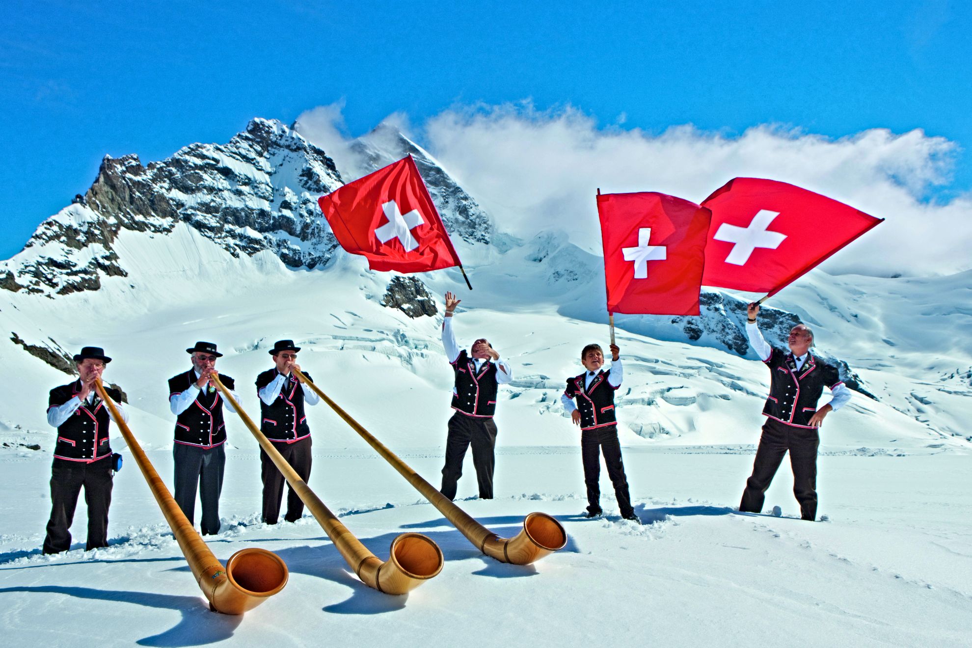 Alphorn, Berge , Schnee, Winter, Schweiz